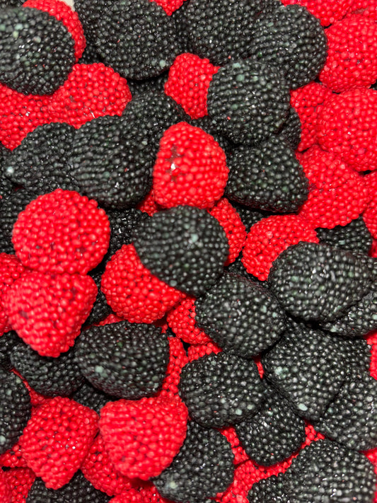 Mûres perlées rouges et noires